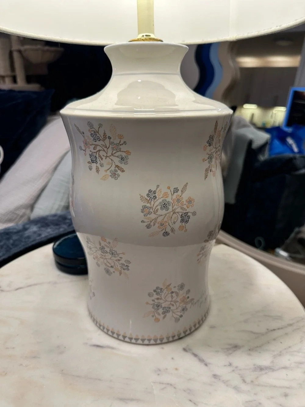 Vintage Late 20th Centruy Mary Quant for Murray Feiss Floral Ceramic Lamp Base